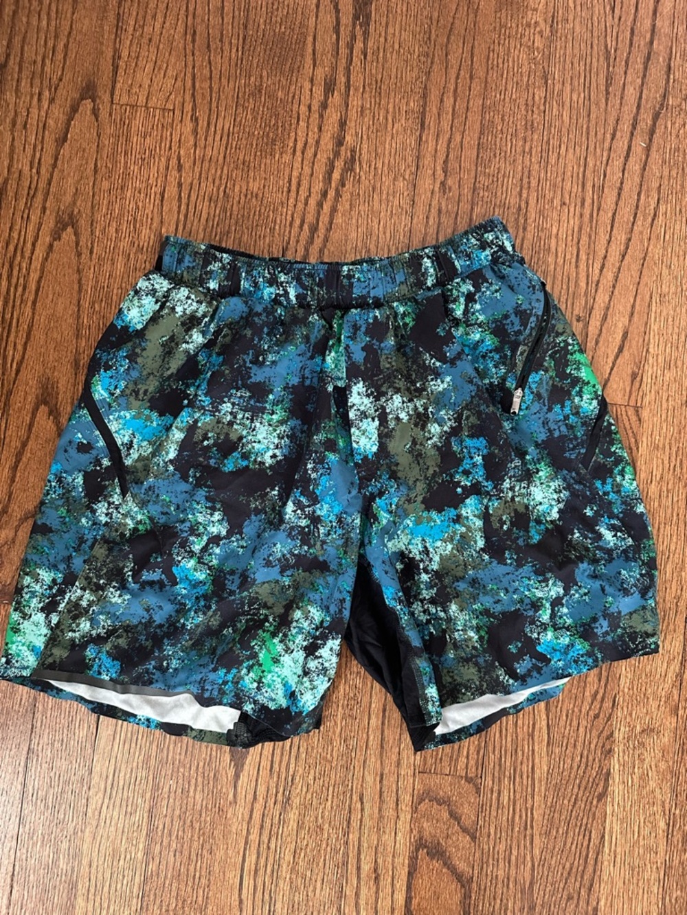 Lululemon Abstract Blue-Green Athletic Shorts